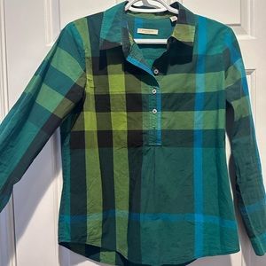 Burberry Plaid Green Shirt